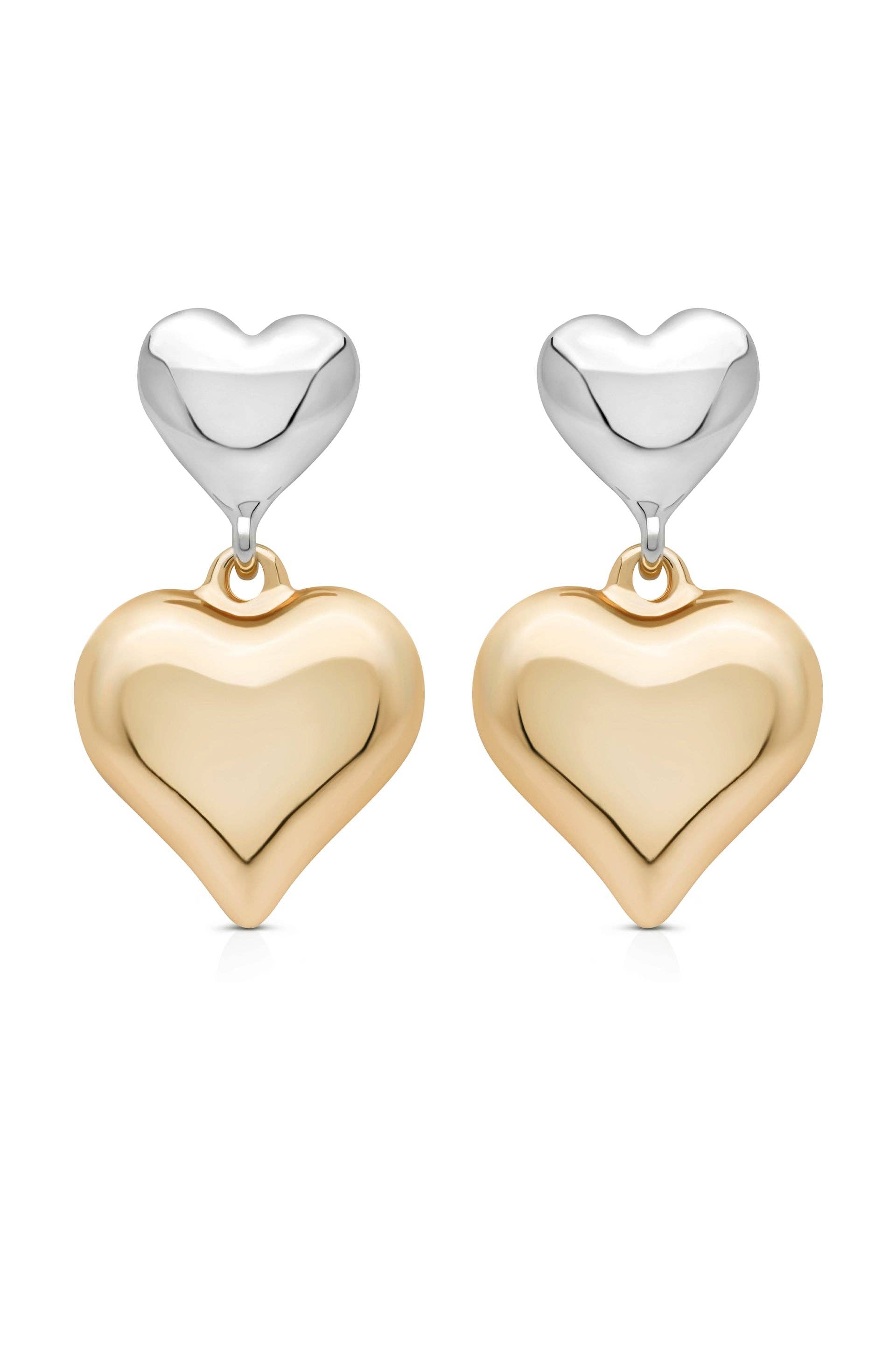 Ettika Mixed Metal Heart Earrings