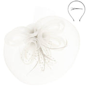Floral Feather Loopy Bow Mesh Fascinator