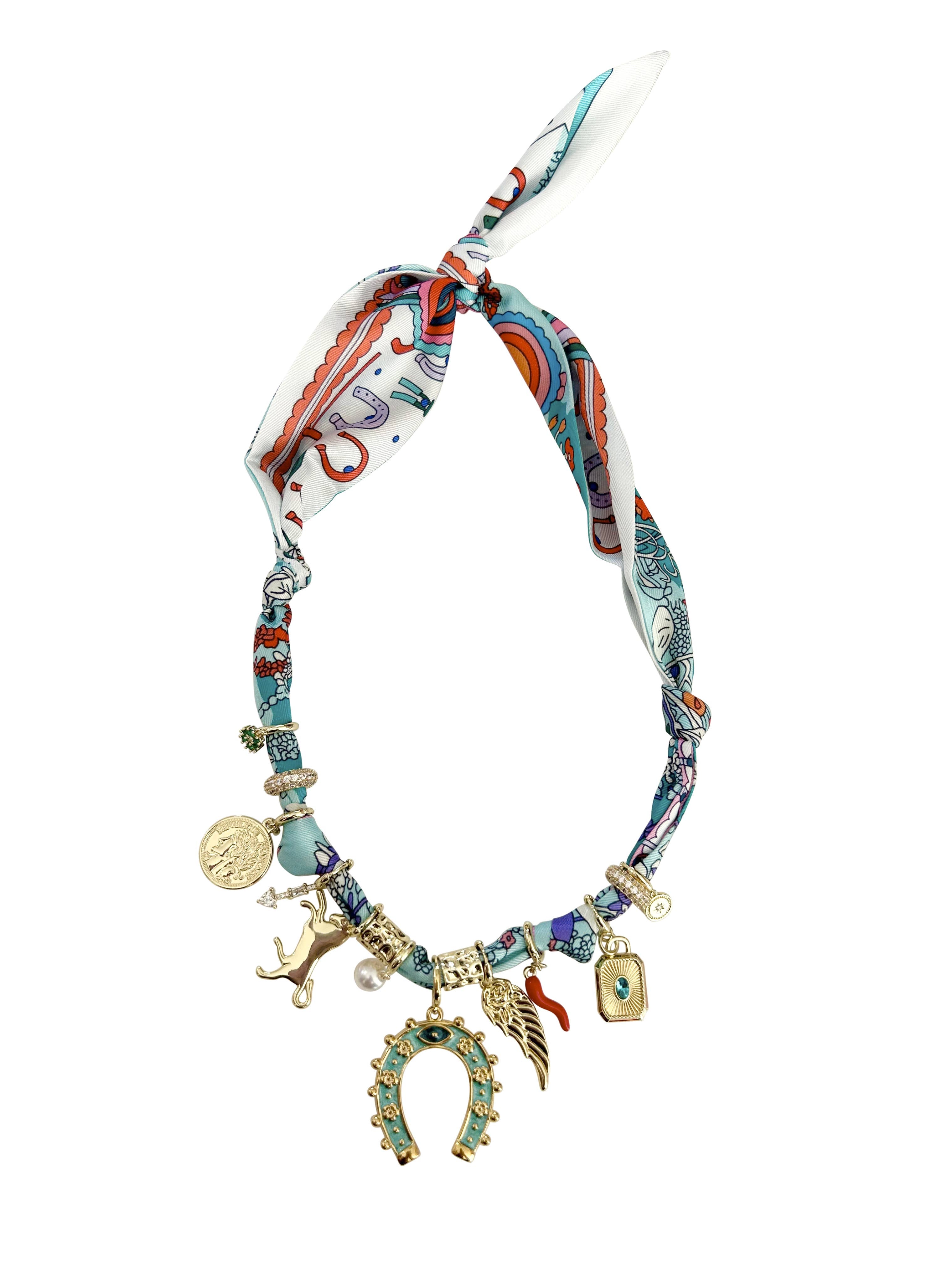 Gemelli West Multi Charm Scarf Necklace