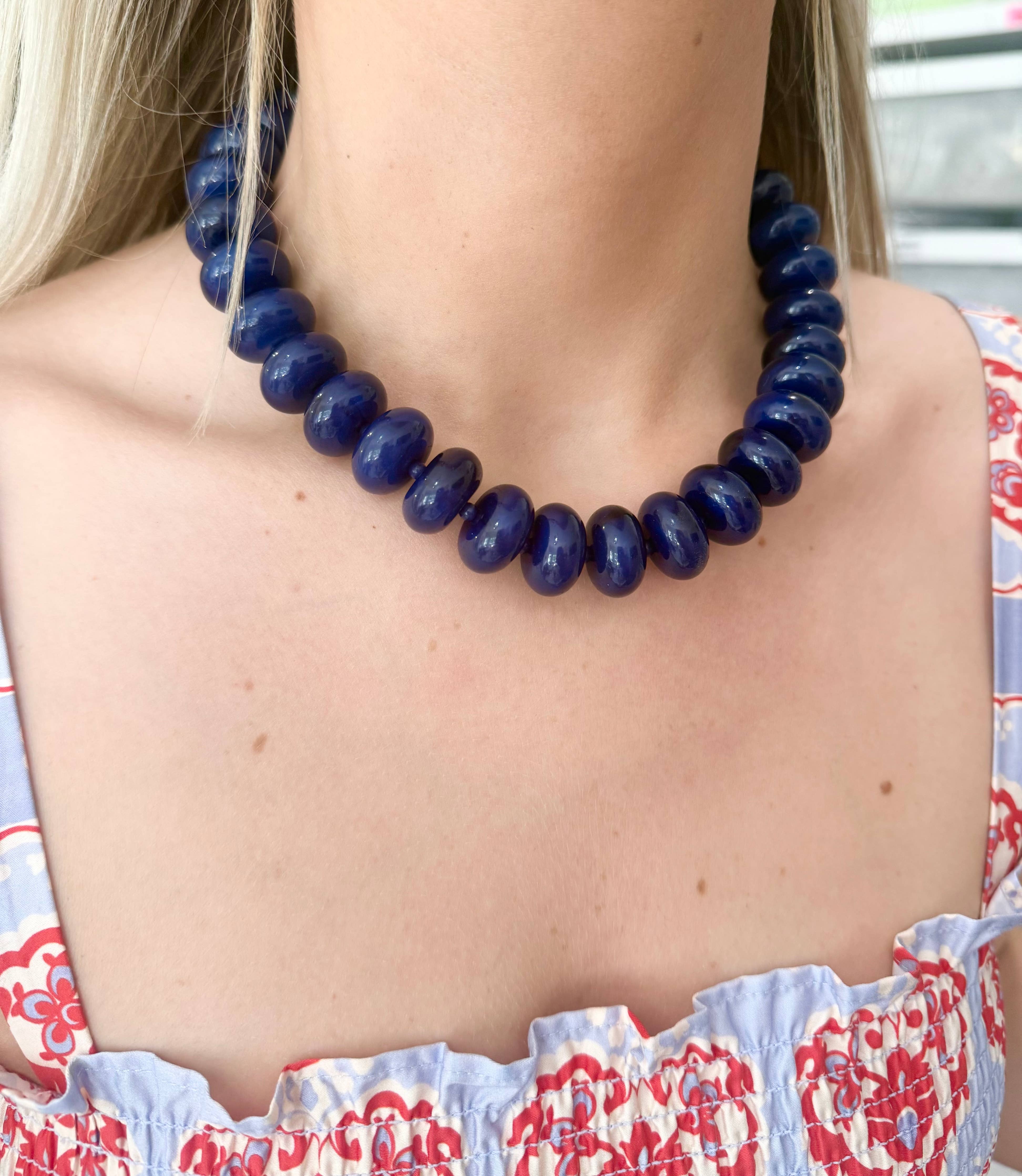 Gemelli Bailey Chunky Beaded Necklace - Navy