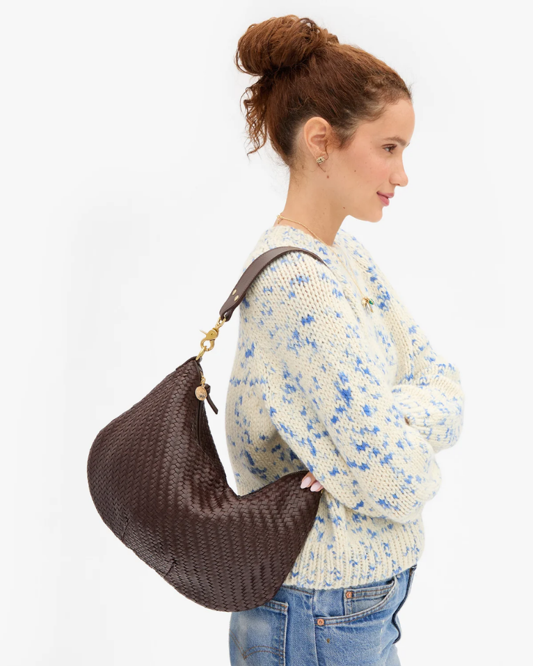 Clare V. Moyen Messenger (Chocolate Woven Zig-Zag)