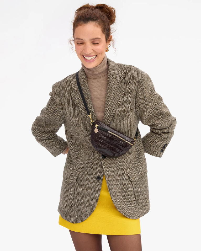 Clare V. Petite Fanny (Mahogany Embossed Croco)