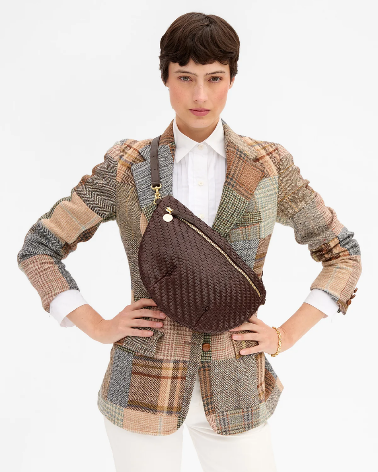 Clare V. Grande Fanny (Chocolate Woven Zig-Zag)