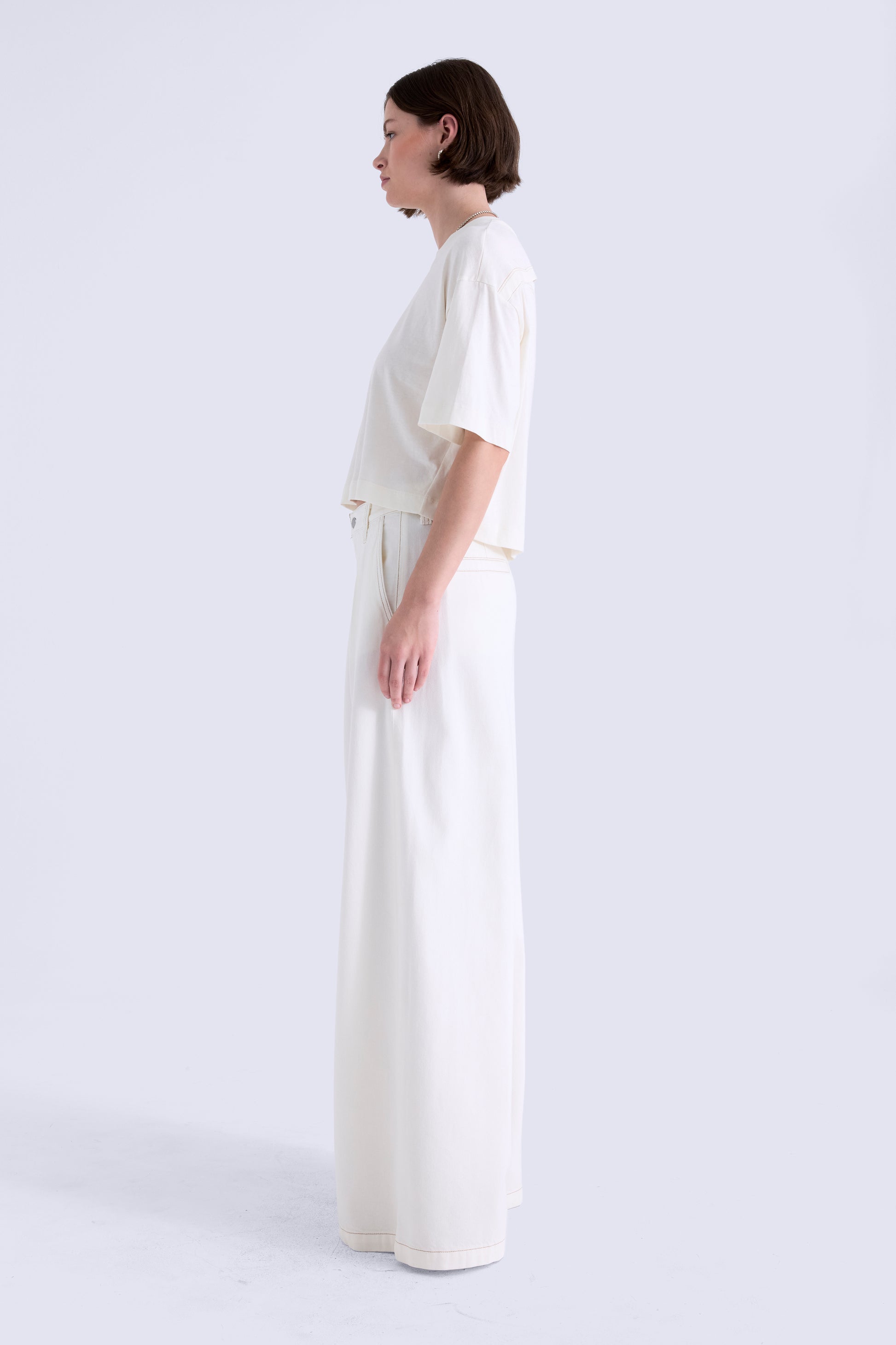 DELPHINE PLEATED DENIM WIDE LEG