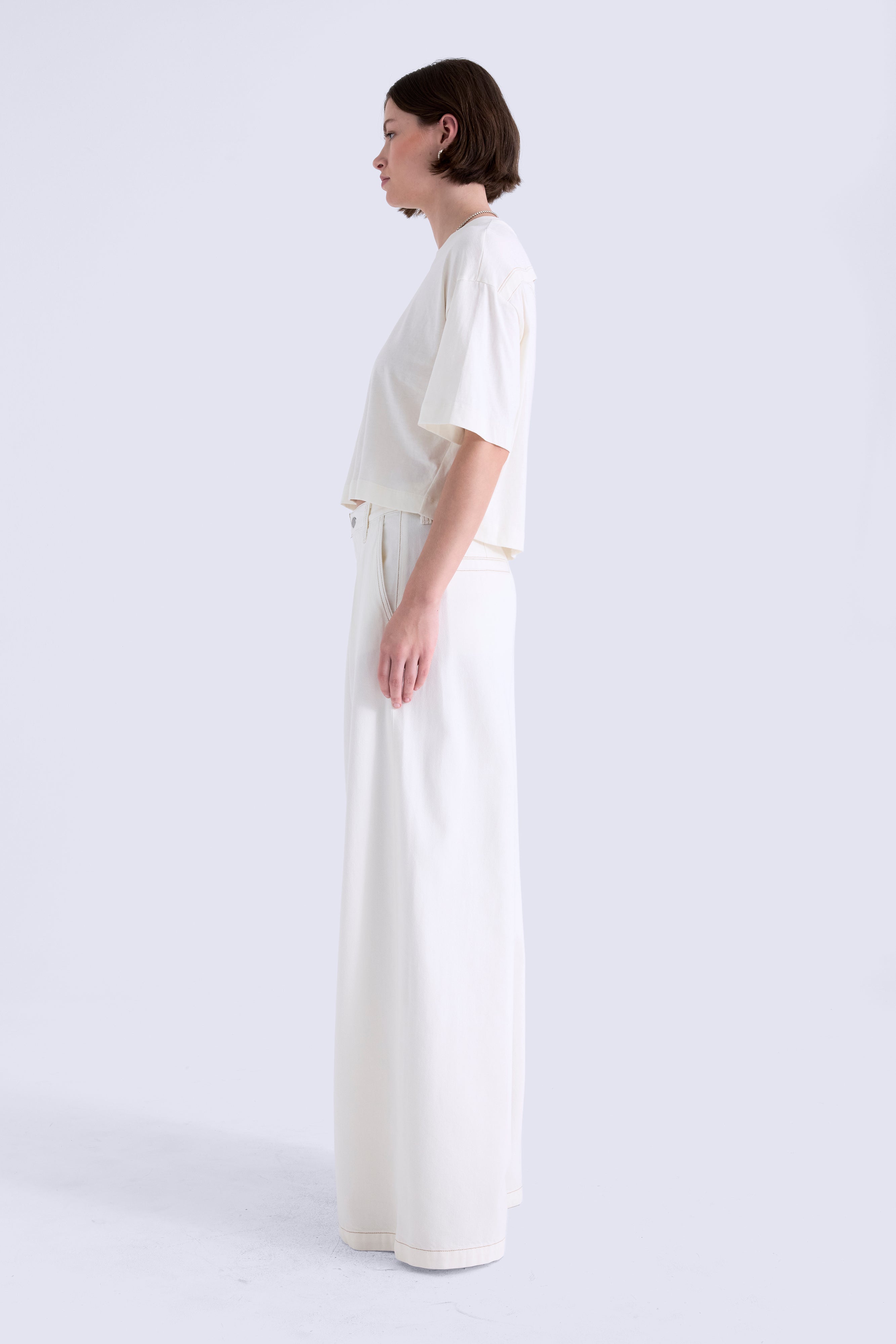 DELPHINE PLEATED DENIM WIDE LEG