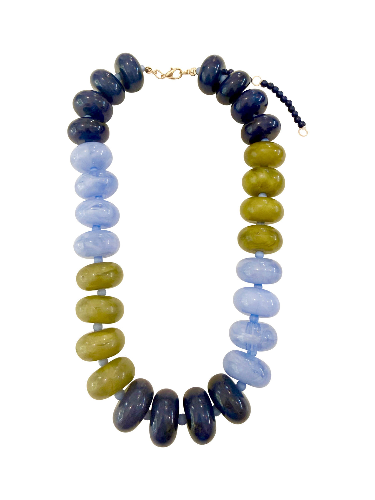 Gemelli Carissa Chunky Beaded Necklace - Light Blue/Chartreuse Mix