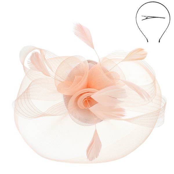 Floral Feather Fascinator on Mesh