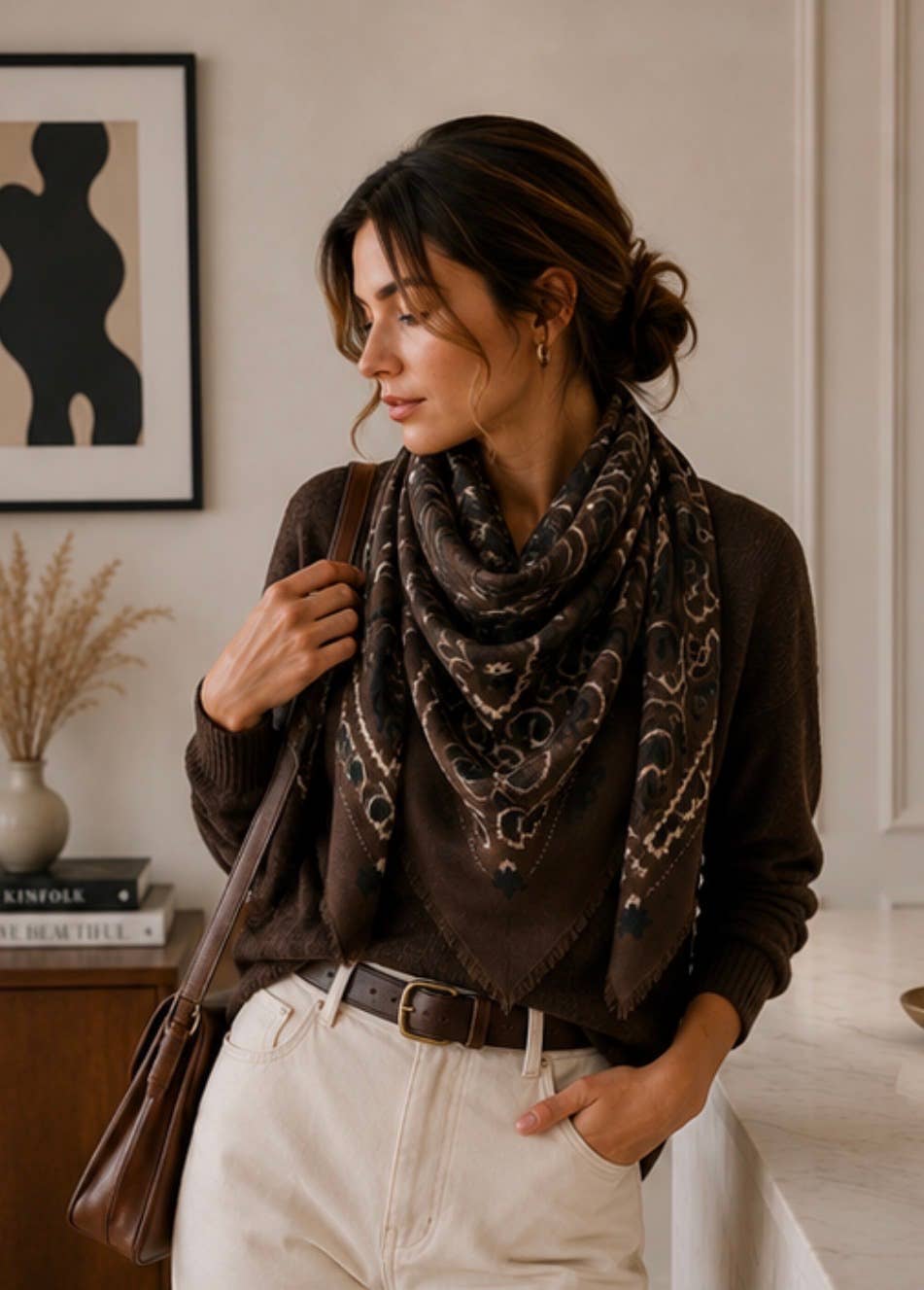 Lineta Large Square Bandana Scarf