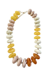 Gemelli Delray Chunky Beaded Necklace - Yellow/Tan Mix