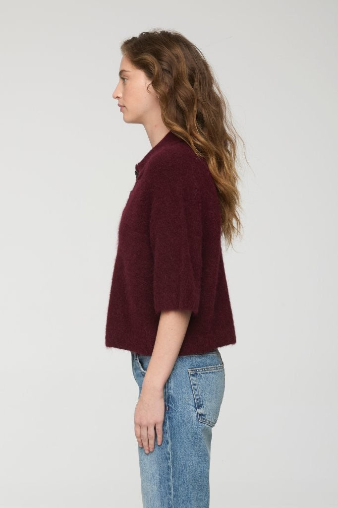 NADYA ALPACA BLEND BOXY POLO SWEATER