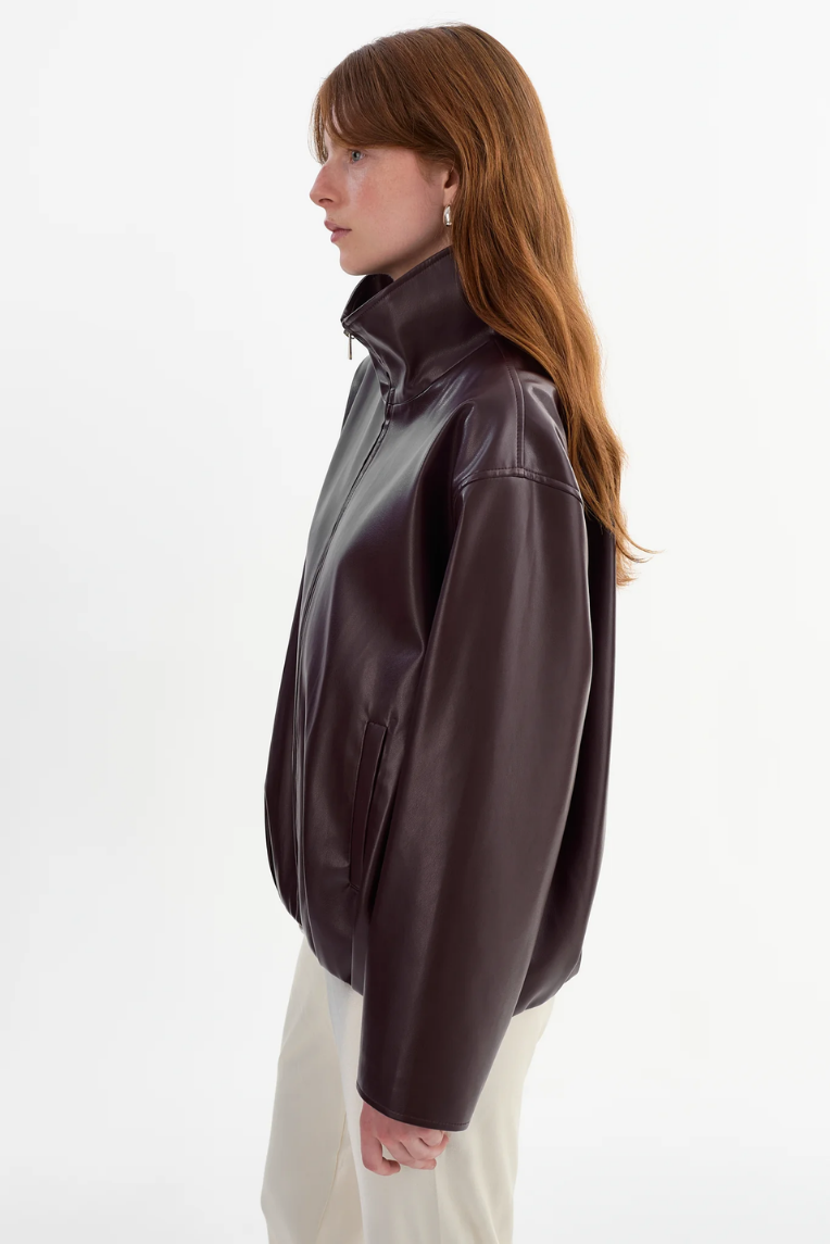 LAMARQUE Denita Faux Leather Oversized Bomber Jacket