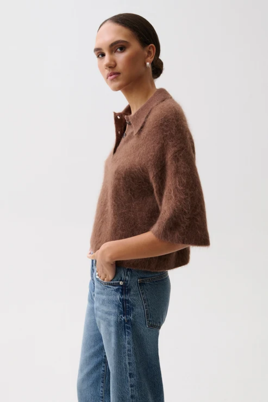 Pistola Nadya Alpaca Blend Boxy Polo Sweater