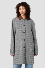 French Connection Matteo Plaid Suede Collar Coat