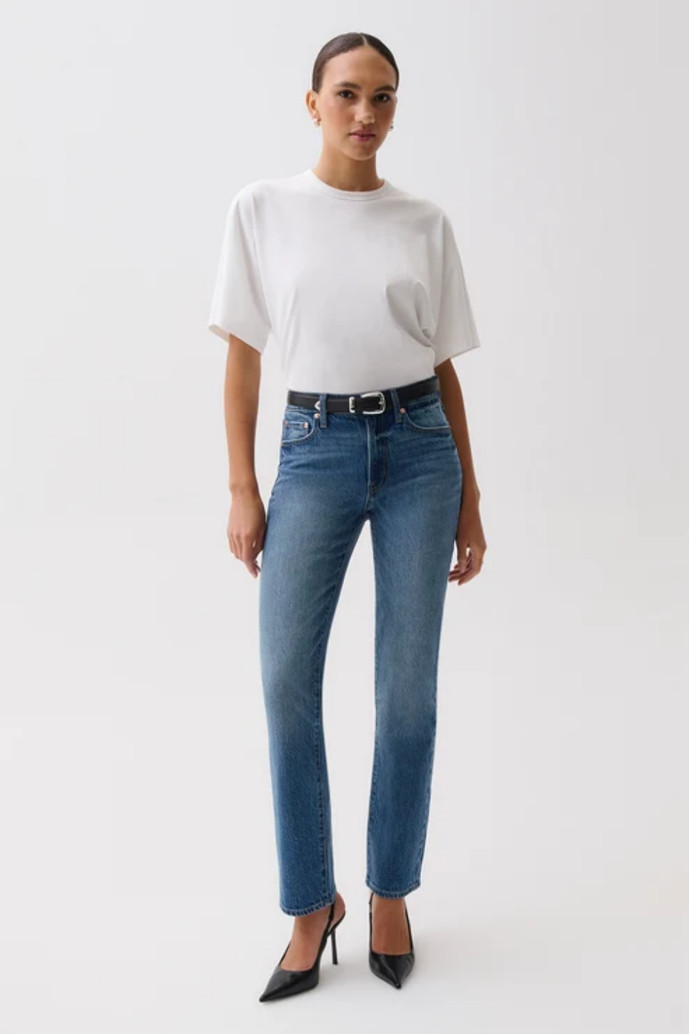 Pistola Aleks Mid Rise Straight Jean (Sea Salt)