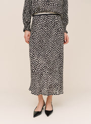 B3708-L47-304 - BIAS SKIRT WITH STRIPE ELASTIC WAISTBAND