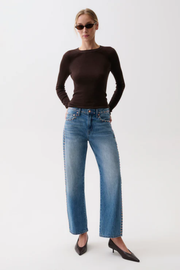 Pistola Lexi Mid Rise Bowed Straight Jean