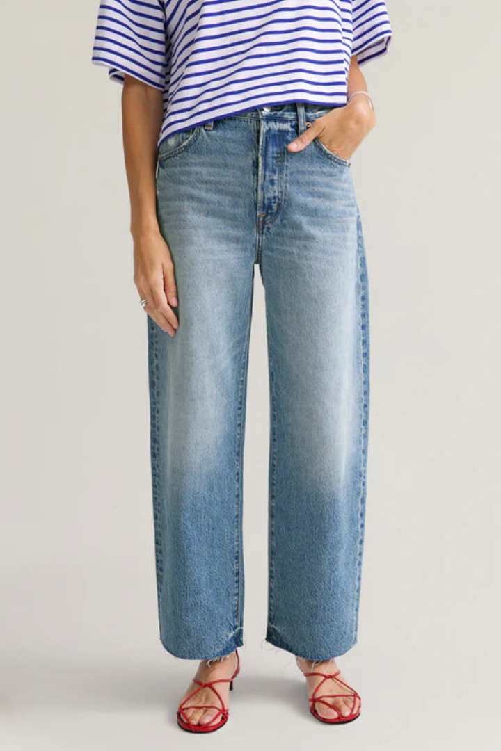 Pistola Tate Crop High Rise Bowed Wide Leg Jean (Ablaze)