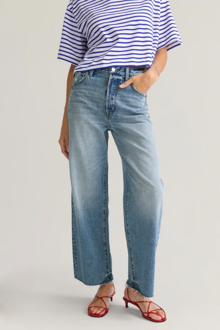 Pistola Tate Crop High Rise Bowed Wide Leg Jean (Ablaze)