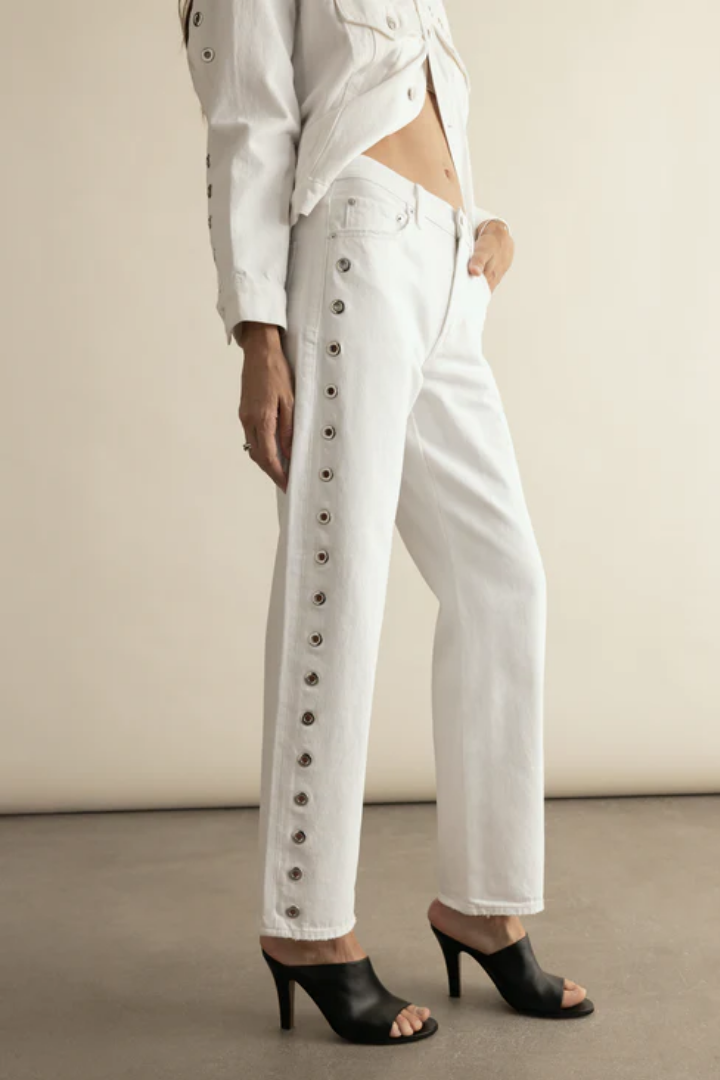 Pistola Lexi Mid Rise Bowed Straight Jean (Vivid White)