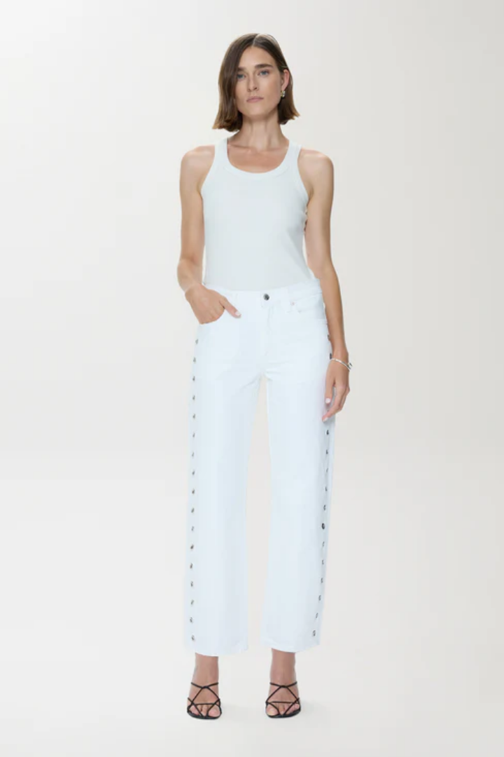 Pistola Lexi Mid Rise Bowed Straight Jean (Vivid White)
